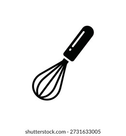 Black kitchen whisk isolated on white background flat design vector illustration