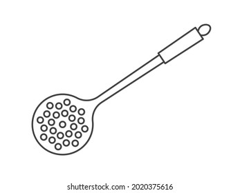 black kitchenn skimmer spoon icon- vector illustration