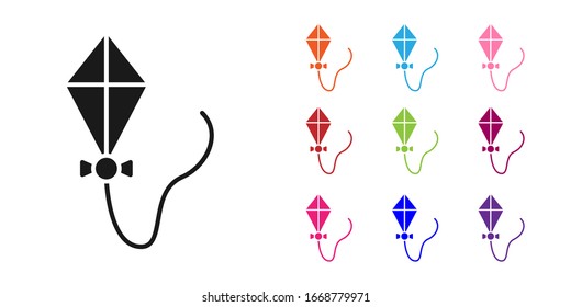 Black Kite icon isolated on white background. Set icons colorful. Vector Illustration