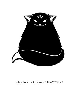 Black kitsune fox cute anime japanese style flat vector icon design.
