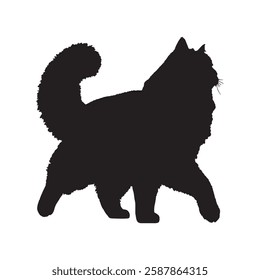 Black Kitten Silhouette - Small Cat Vector for Digital Projects
