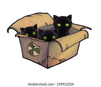 Black kittens in a box vector