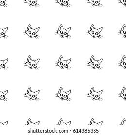Black kittens seamless pattern on white background. Fashion graphic design. Template for prints, textile, wrapping and decoration, wallpaper. Vector illustration.