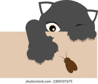 black kitty cat smoke color cartoon funny character face 
