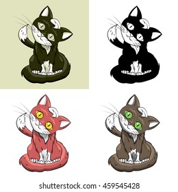 Black kitty set. Vector Illustration