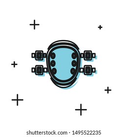 Black Knee pads icon isolated on white background. Extreme sport. Sport equipment. Skateboarding, bicycle, roller skating protective gear.  Vector Illustration