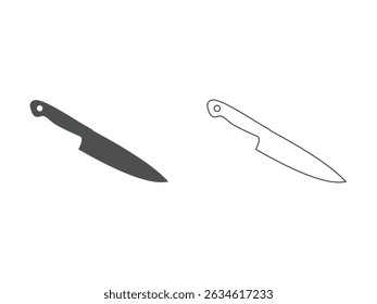 black knife design symbol, vector, isolated on transparent background