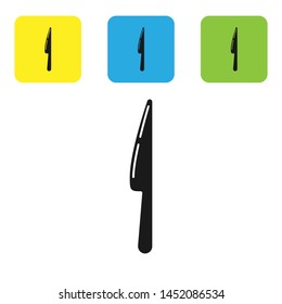 Black Knife icon isolated on white background. Cutlery symbol. Set icons colorful square buttons. Vector Illustration
