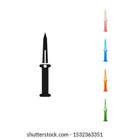 Black Knife icon isolated on white background. Army knife. Set icons colorful. Vector Illustration