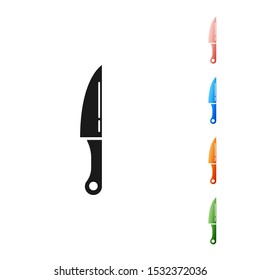 Black Knife icon isolated on white background. Cutlery symbol. Set icons colorful. Vector Illustration