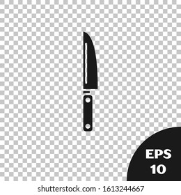 Black Knife icon isolated on transparent background. Cutlery symbol.  Vector Illustration