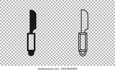 Black Knife icon isolated on transparent background. Cutlery symbol.  Vector