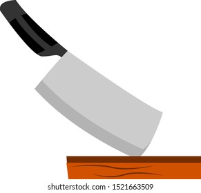 Black knife, illustration, vector on white background.