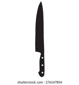 Black knife silhouette vector icon. Kitchen knife. Cutlery