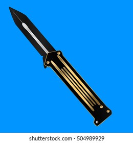 black Knife vector eps10. metall Knife for dinner. 