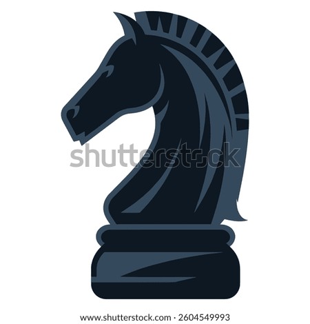 Black knight chess icon vector design. Simple and classic horse shaped chess piece silhouette, isolated on a white background.