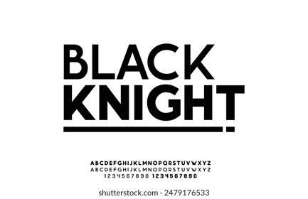 BLACK KNIGHT Modern Bold and thin Font. Regular Italic and Number Typography urban style alphabet fonts for fashion, sport, technology, digital, movie, logo design, vector illustration