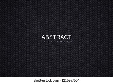 Black knitted textile pattern. Vector illustration. Warm clothing texture. Woven background