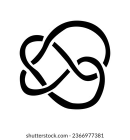 black knot. abstract. A black and white image of an infinity symbol conveys its simplicity, elegance, and eternal continuity. The high contrast captures its fluid, interlocking pattern,   