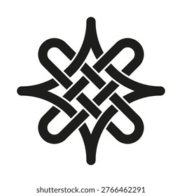Black knot icon. Infinite weave Vector. Ethnic ornament symbol. Celtic loop shape. Manual vector only. No autotrace used. EPS 10.