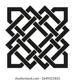 Ícone de nó preto. Motivo de loop quadrado. Vetor de trança celta. Padrão de tela de fundo branca.