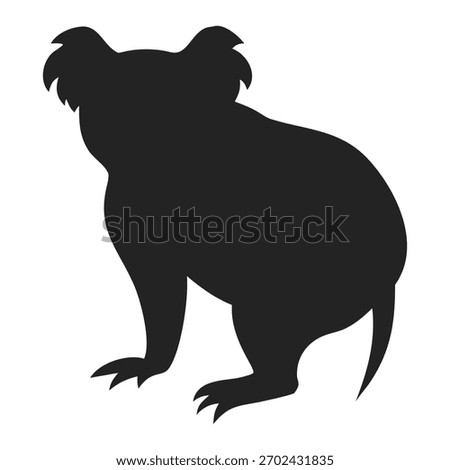 Black koala silhouette icon. Simple animal shape isolated on white background.