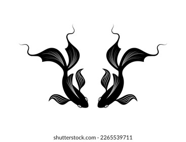 Black Koi Fish Clipart Vector Icon