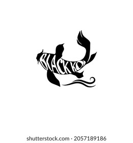 Black koi Japanese logo vector illustration.