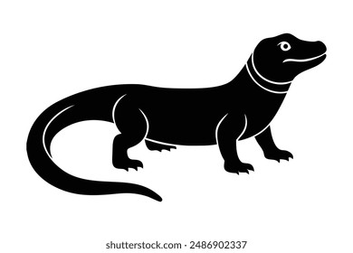 Black a komodo dragon is standing vector silhouette illustration