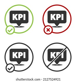 Black KPI - Key performance indicator icon isolated on white background. Circle button. Vector