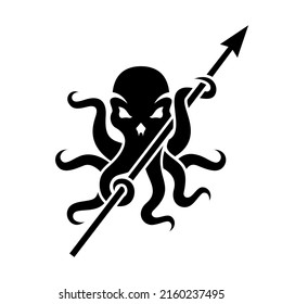 Black Kraken skull logo template