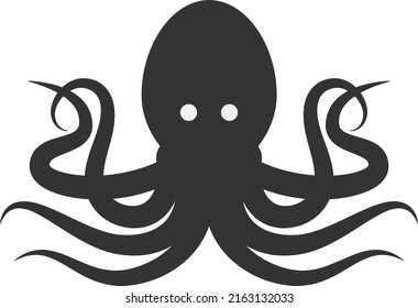 black kraken symbol isolated on white background, vector illustration