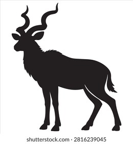 A black kudu animal silhouette vector style illustration