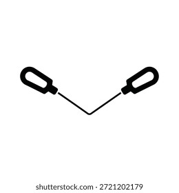 Ícone preto da ferramenta da chave de fenda em forma de L no fundo branco.