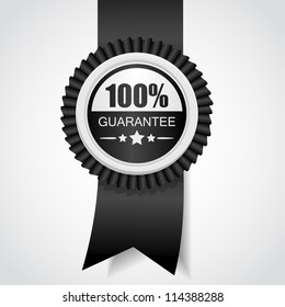 Black label. 100% Guarantee. Vector illustration