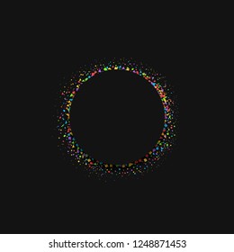 Black label with colorful festive confetti for simple text. Holiday concept Vector illustration