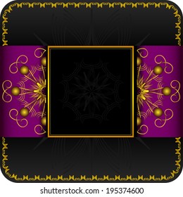 black label with gold pattern and place for your text