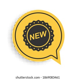 Black Label New icon isolated on white background. Yellow speech bubble symbol. Vector.