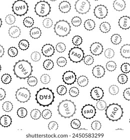 Black Label with text FAQ information icon isolated seamless pattern on white background. Circle button with text FAQ.  Vector Illustration
