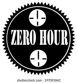 Black label with text Zero Hour,vector illustration