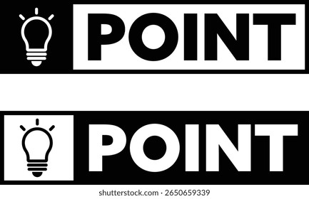 Black label with the word POINT and a light bulb icon