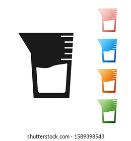 Black Laboratory glassware or beaker icon isolated on white background. Set icons colorful. Vector Illustration