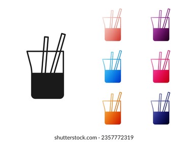 Black Laboratory glassware or beaker icon isolated on white background. Set icons colorful. Vector