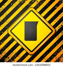Black Laboratory glassware or beaker icon isolated on yellow background. Warning sign. Vector