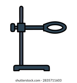 Black laboratory microscope stand with circular eyepiece and adjustable height