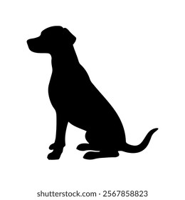 Black labrador retriever sitting silhouette vector illustration design on white background.