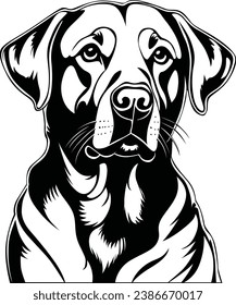 Black Labrador Vector, Black Labrador Head Illustration Art, Logo Design, Illustration für den Druck auf T-Shirts.