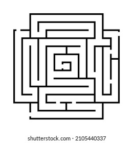 Black labyrinth symbol in square shape on blank background flat vector illustration