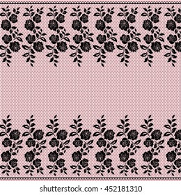 Black lace border on a pink background with space for text