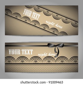 black lace with bow on the beige background